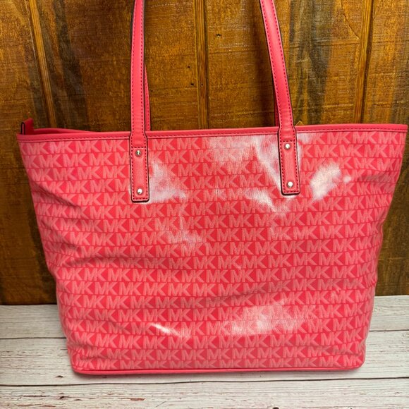 MICHAEL KORS Logo Carter Large Top Zip Tote Bag - Geranium - Picture 2 of 6